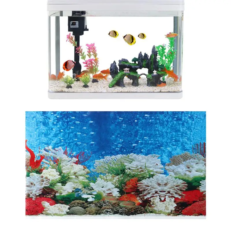 Aquarium Fish Tank Background Sticker Adhesive Wallpaper Fish Tank Decorative Pictures Backdrop Image Decor(52 X 40cm