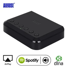 August WR320 WiFi аудиоприемник AIRPLAY+ беспроводной музыкальный адаптер для iOS и Android с мнококомнатной синхронизацией