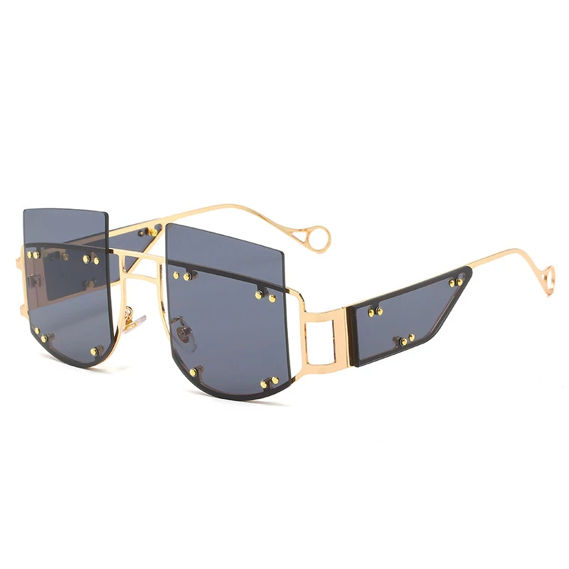 Новое поступление, негабаритные солнцезащитные очки для женщин, Винтажные Солнцезащитные очки без оправы для мужчин, брендовые Роскошные модные очки UV400 - Цвет линз: C1.