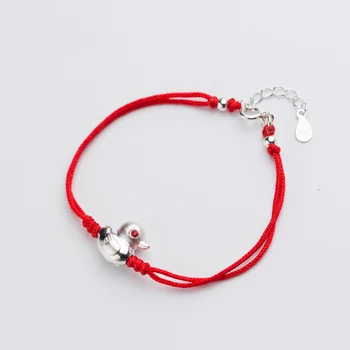 

La Monada 925 Sterling Silver Red String Bracelets For Women Animal Duck Red Rope Thread Silver Bracelet 925 Women Femme