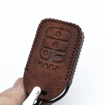 

New Genuine Leather Car Key Case Full Cover For Honda Civic HR-V CR-V Freed Pilot Accord 2003-2007 Jade Crider Odyssey 2015-2018