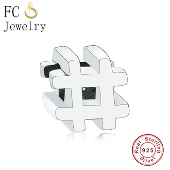 

FC Jewelry Fit Original Brand Charm Bracelet 925 Sterling Silver Number Sign # Logo Lable Symbol Spacer Beads Berloque