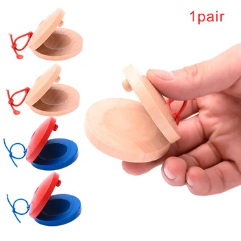 

1pair Wooden Castanets Musical Toy Kids Children Percussion Instrument Kindergarten Live Performance Party Home Early Education