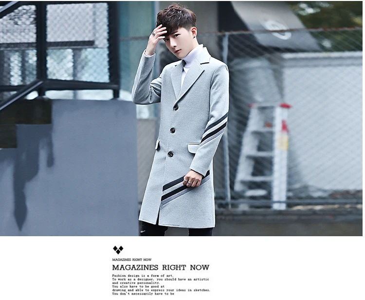 Hot Selling New Men's Stripes Long Coats& Jackets Fashion Business Casual Men Trench Slim Comfortable Clothing Size S M L-3XL