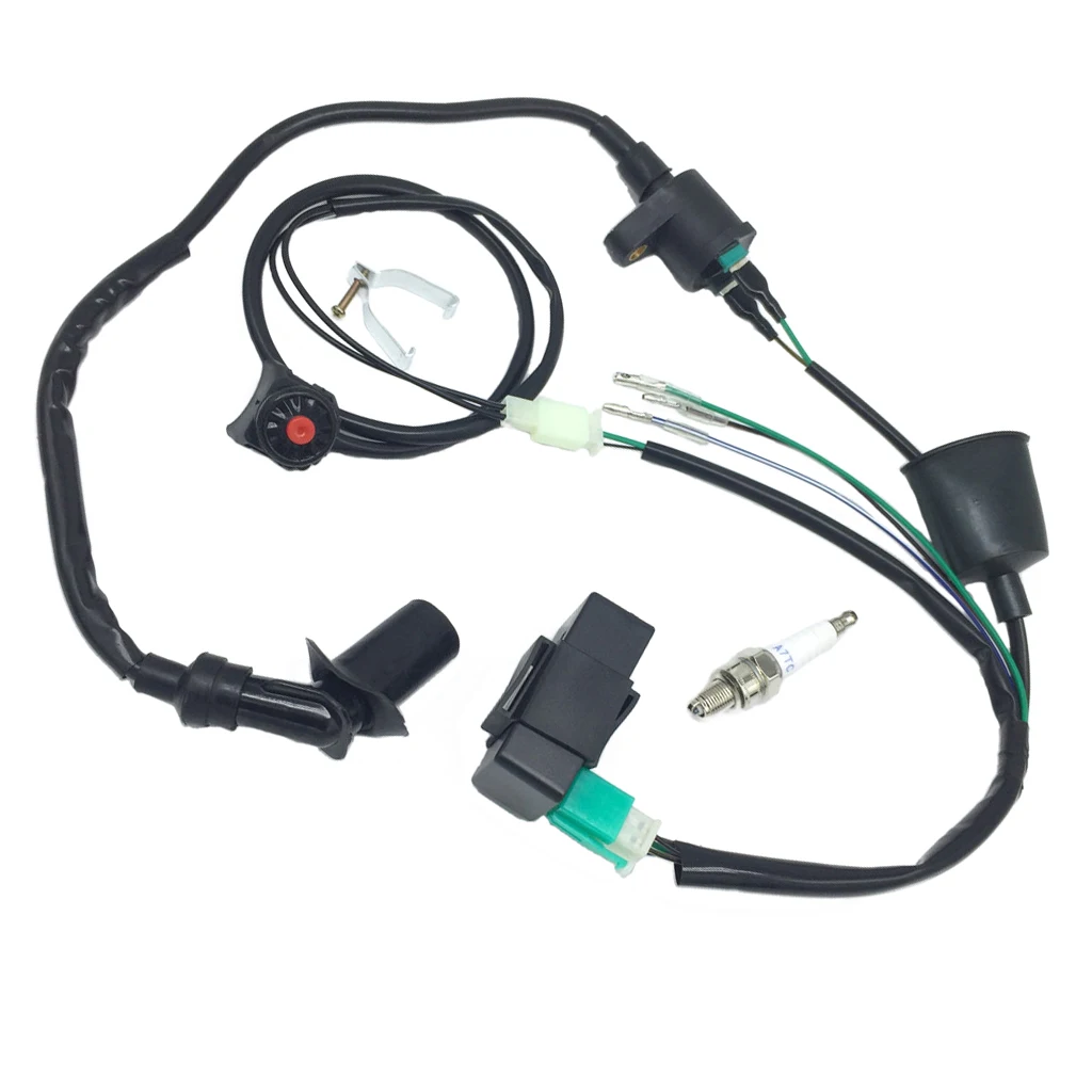 Wiring Loom Harness Kill Switch Ignition Coil CDI For 50cc-160cc SSR Thumpstar Kick Start Pit Dirt Bike