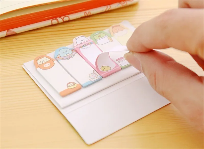 Kawaii самоклеящиеся блокноты для заметок, милые Липкие заметки для школы, офиса, декоративные канцелярские наклейки, блокнот 02104