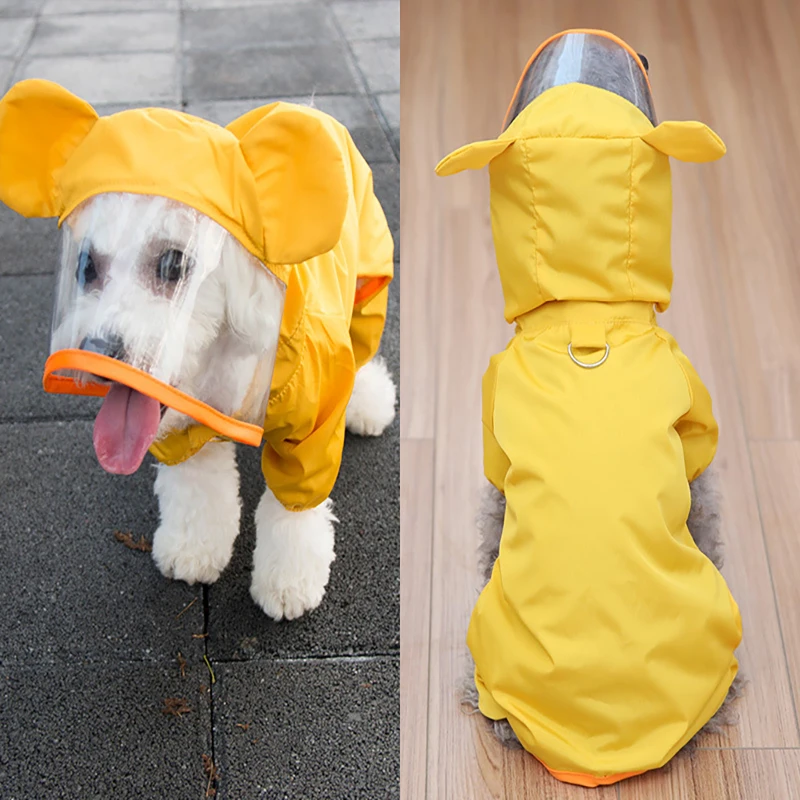 Waterproof Dog Raincoat With Hood Animal Cospla Pet Dog Puppy Rain Coat Cloak Costumes Clothes for Teddy Corgi Schnauzer Bulldog