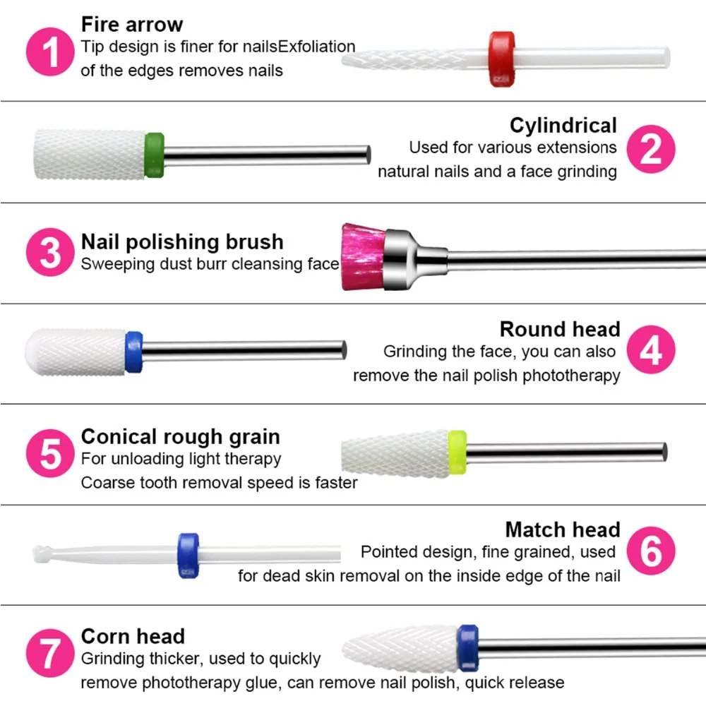 30 шт. набор сверл для ногтей, фреза, электрический аппарат для маникюра, педикюра, электрическая дрель, аксессуары, инструменты для ногтей