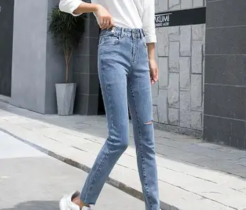 

High-waisted jeans women's stretch leggings tight-fitting thinning pencil pants trousers cropped trousers AM121-1-11