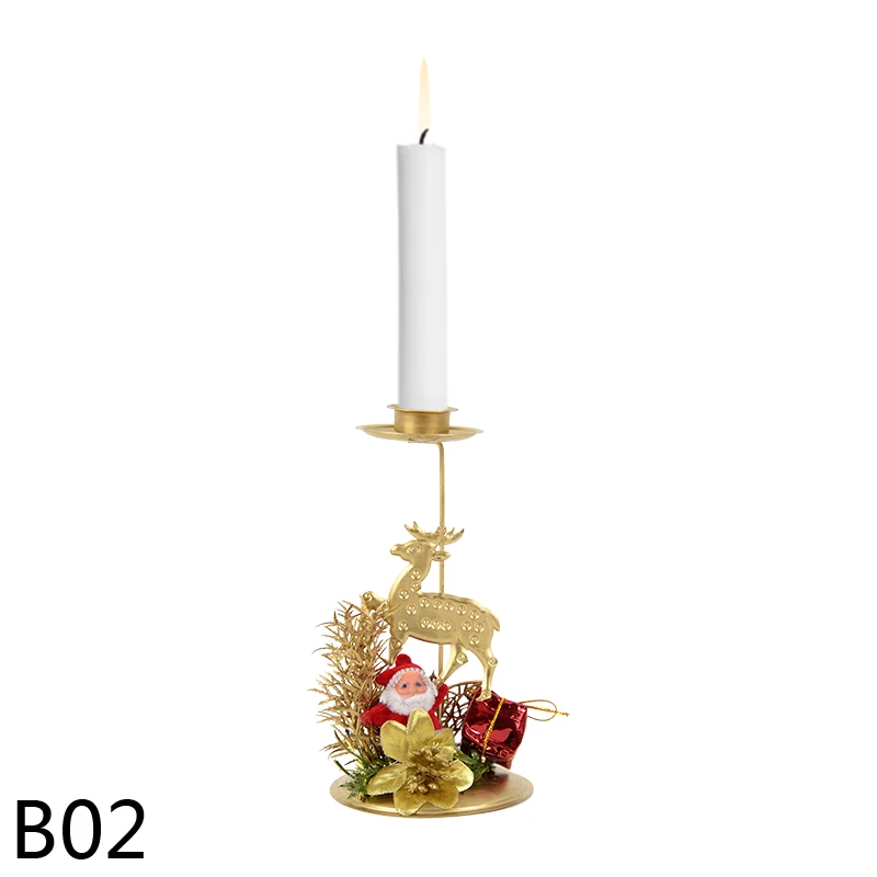 Navidad Xmas Candle Holder Christmas Tree Candlestick Table Ornament Decorations for Christmas New Year Party Dinner Decorations