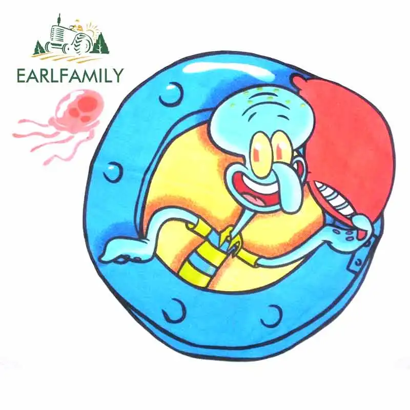 

EARLFAMILY 13cm x 10.4cm for Spongebob Squidward Set Funny Car Stickers Vinyl JDM Bumper Trunk Truck Graphics 3D DIY Fine Decal