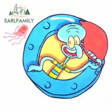 EARLFAMILY 13cm x 10.4cm for Spongebob Squidward Set Funny Car Stickers Vinyl JDM Bumper Trunk Truck Graphics 3D DIY Fine Decal