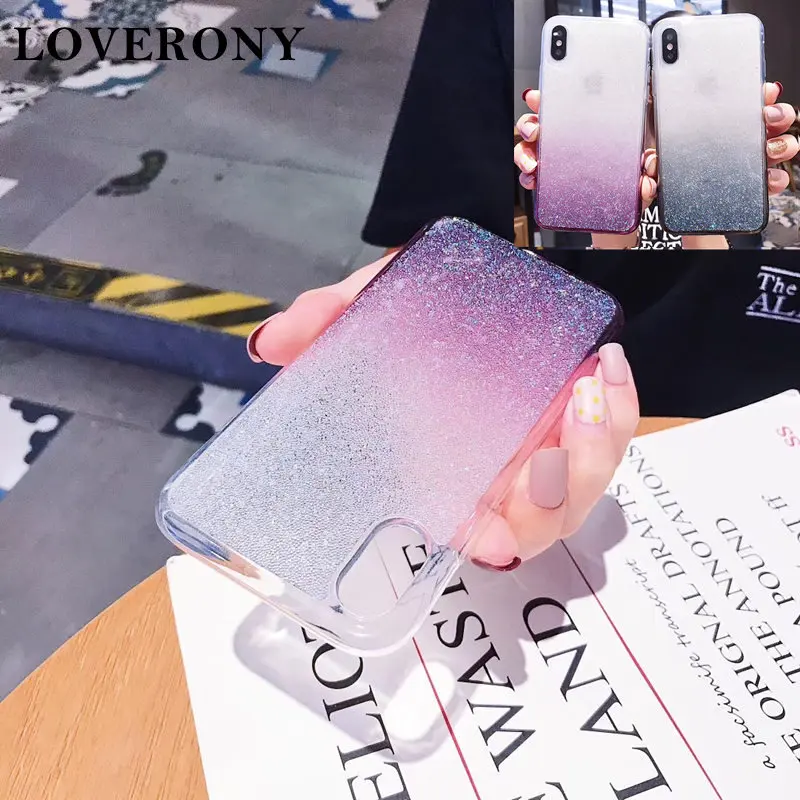 LOVERONY горный хрусталь градиент блеск чехол для телефона iPhone XsMax XR 7 8 Plus модный