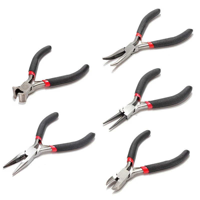 

FGHGF 5Pcs Jewellery Mini Pliers Kit Set Cutter Chain Round Bent Needle Beading Making Repair forceps Tools