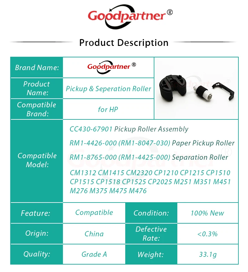 Разделительный ролик для пикапа 10X CP2025 CM1415 CP1515 M476 HP CP1215 CP1210 CP1510 CP1518 CP1525 CM1312 CM2320 M375