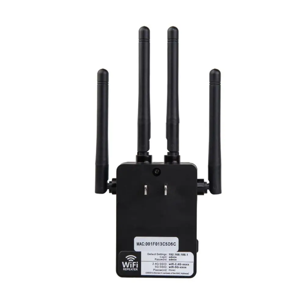 Black US Беспроводной Wi-Fi ретранслятор маршрутизатор 1200 Мбит/с двухдиапазонный 2,4/5G 4 антенны Wi-Fi диапазон расширитель Wi-Fi роутеры Домашняя сеть товары для дома - Цвет: Black US