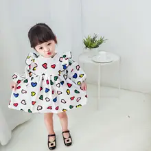 Одежда для маленьких девочек; коллекция года; сезон весна-лето; Новинка; платье принцессы с принтом в виде сердечек; Милые Детские платья для девочек; вечерние платья