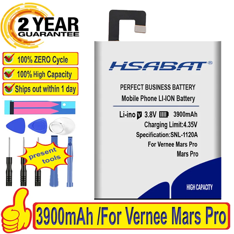 Аккумулятор HSABAT 3900 мАч для Vernee Mars Pro 100% оригинал|Аккумуляторы мобильных