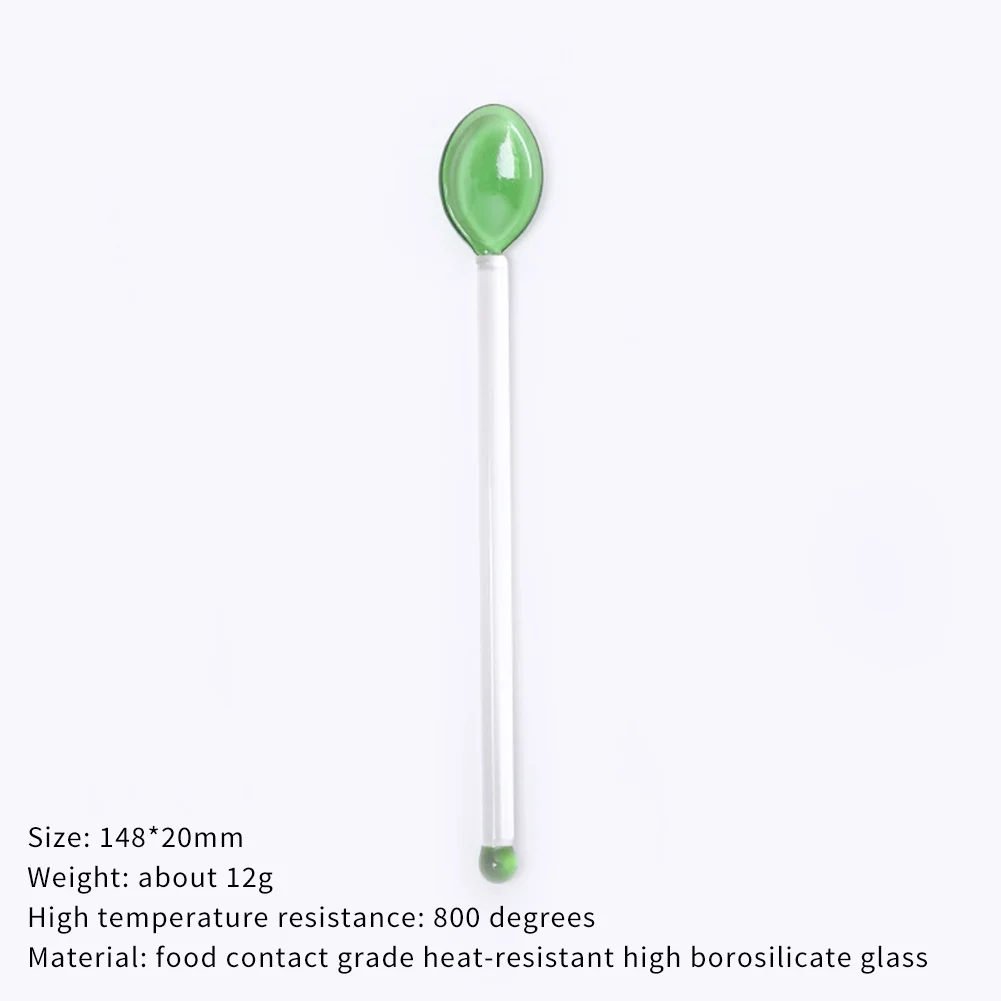 Household Coffee Spoon Long HandleJuice Adding  Glass Spoon  Heart Colorful Glass Stirring Rod