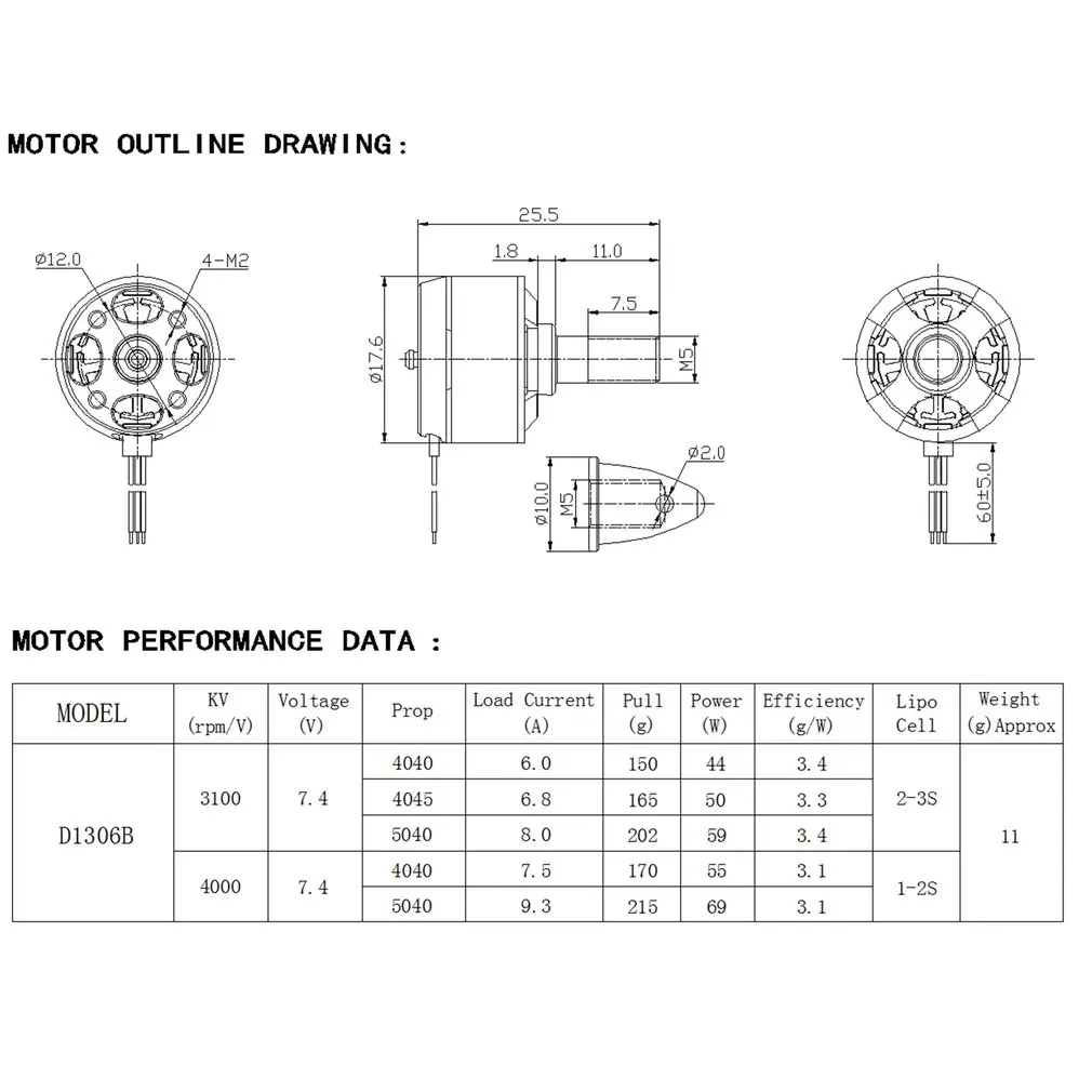 Бесщеточный мотор 1306 3100KV 2 4s для квадрокоптера Diatone 150 180 210 Мультикоптер CW & CCW 4