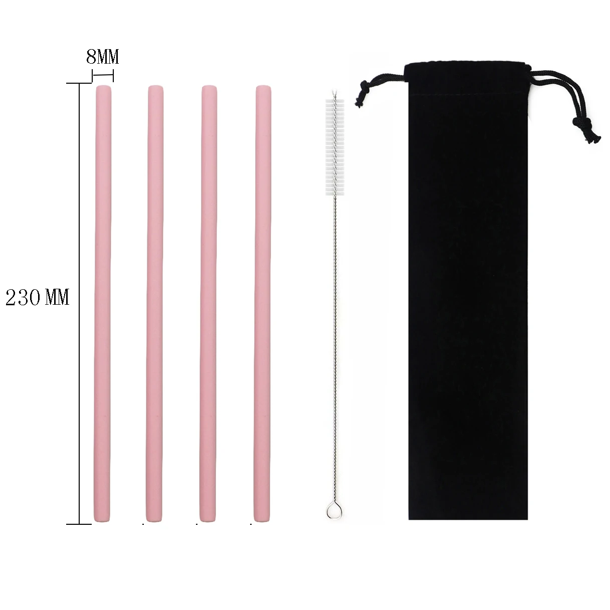 4up Pink 6 шт./компл. силиконовые соломинки многократного использования соломинки шириной 8 мм длинные гибкие соломинки с чистящей щеткой и сумкой для 20 унций бар Вечерние - Цвет: 4up Pink