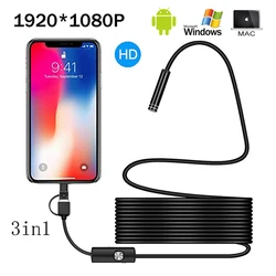 1080p completa hd usb android câmera endoscópio ip67 1920*1080 1m 2m 5m micro inspeção câmera de vídeo tubo de boroscópio cobra