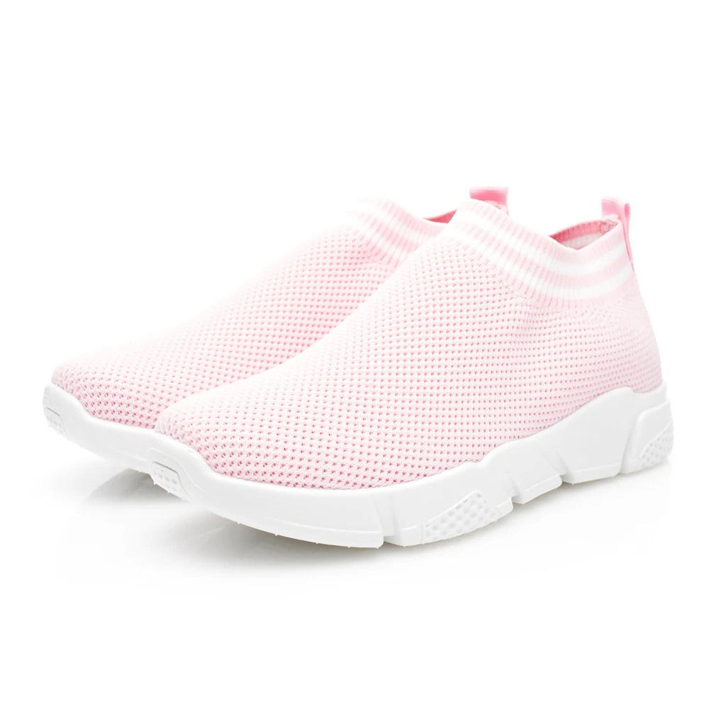 Женская прогулочная обувь из сетчатого материала; легкие и дышащие кроссовки без застежки - Цвет: PINK