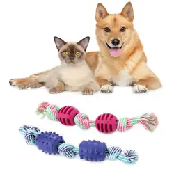 Жевательная веревка для домашних животных, игрушки в форме костяного шара, игрушки для домашних животных с двойным узлом, хлопковые