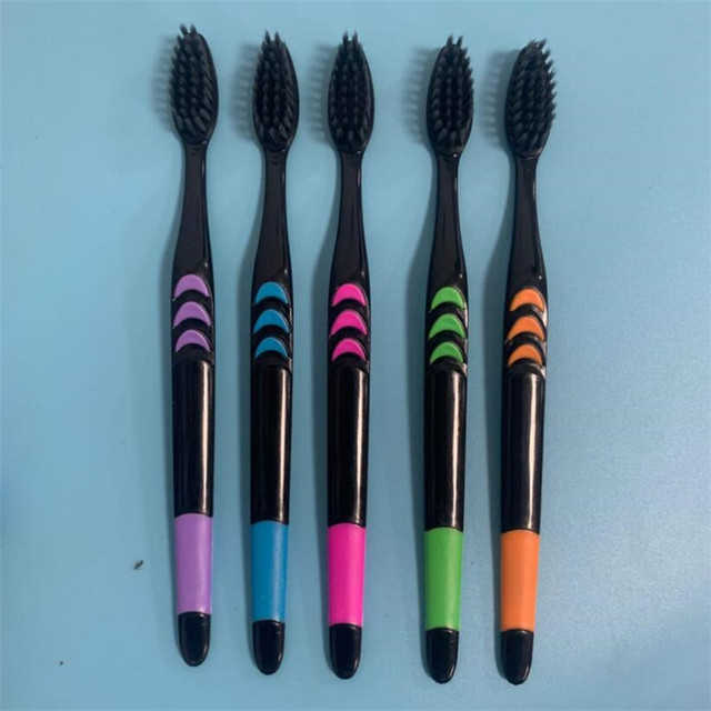 Pack Double Toothbrush Ultra Soft Bamboo Charcoal Nano Toothbrush Black Tooth Brush Dental Personal Care Teeth Brush