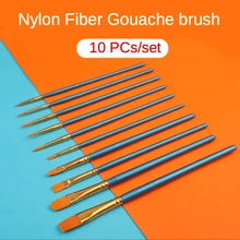 Multi Função de Forma Redonda Apontado Nylon Cabelo Aquarela Guache Diferente Linha de Desenho da Pena 10 Pçs/set Arte da Pintura A Óleo Escova