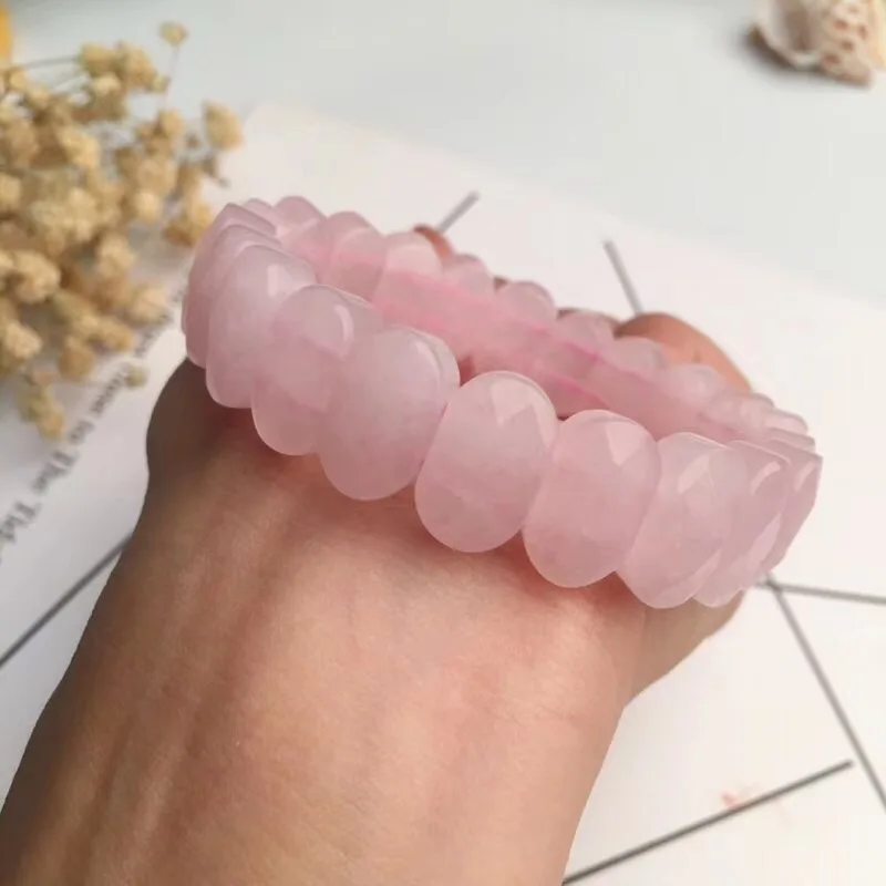 

15x10mm Genuine Natural Mozambique Bangle Rose Quartz Clear Stone For Women Lady Gift 20x10mm Stone Bangle Drop Shipping
