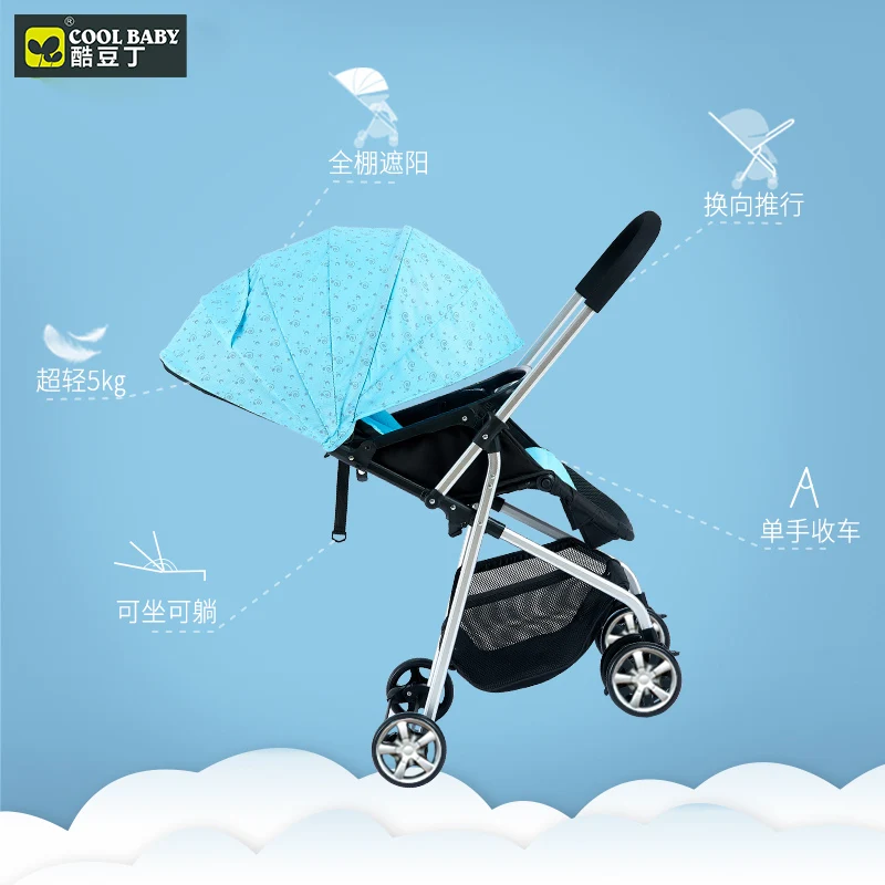Ultra-light and high-view baby stroller Can sit and lay one-handed folding two-way shock absorber trolley 0-3 years old Ultra-light and high-view baby stroller Can sit and lay one-handed folding two-way shock absorber trolley 0-3 years old