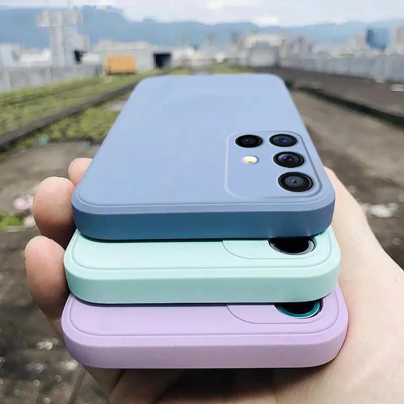 Квадратный чехол для телефона из жидкого силикона Samsung A52 A72 A32 4G A21S A42 A31 A41 A50 A70 A71 A51