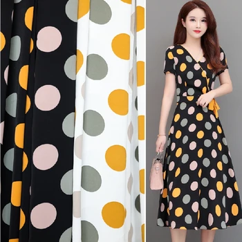 

New Colors big wave dots spring and summer printed fabrics plain weave satin dress fabrics DIY sewing craft cloth patchwork
