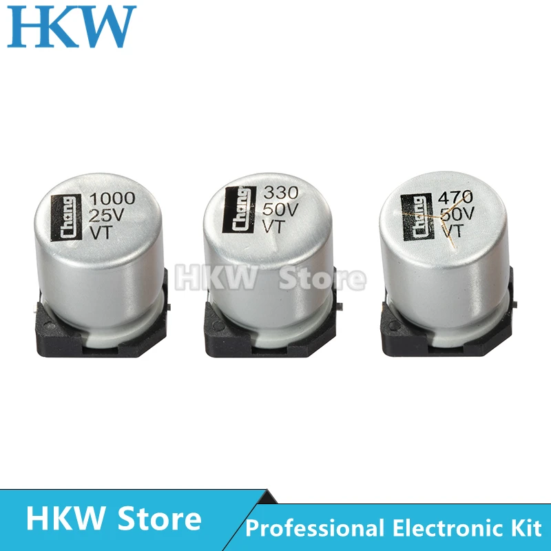 10pcs SMD Aluminum Electrolytic Capacitor 6.3V 10V 16V 25V 35V 50V 63V 1UF 10UF 22UF 33UF 47UF 100UF 330UF 470UF 1000UF aluminum electrolytic capacitor