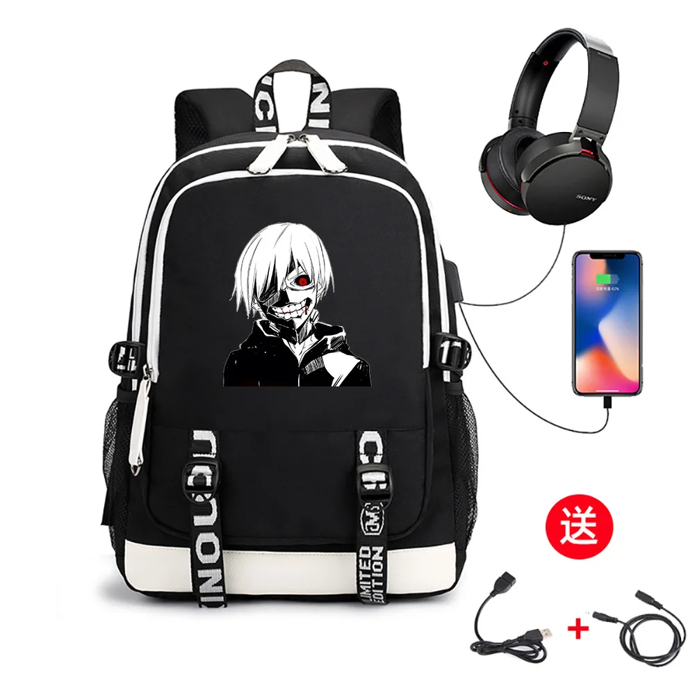 

Рюкзак Kaneki Ken для мужчин с аниме Токио, ранец для ноутбука большой вместимости, школьные портфели для студентов, дорожная мультяшная сумка