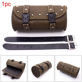 

Motorcycle Saddlebag Retro Front Rear Hanging Outdoor Pouch Travel Racing With Straps PU Leather Tool Bag Accessories Storage