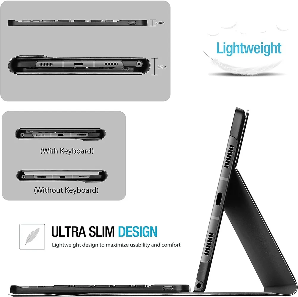 Capa para Tablet com Teclado para Samsung Galaxy Capa Protetora Ultra Fina e sem Fio Destacável com Bluetooth e Teclado para Samsung Galaxy Tab a7 10.4 2023 - Imagem 4