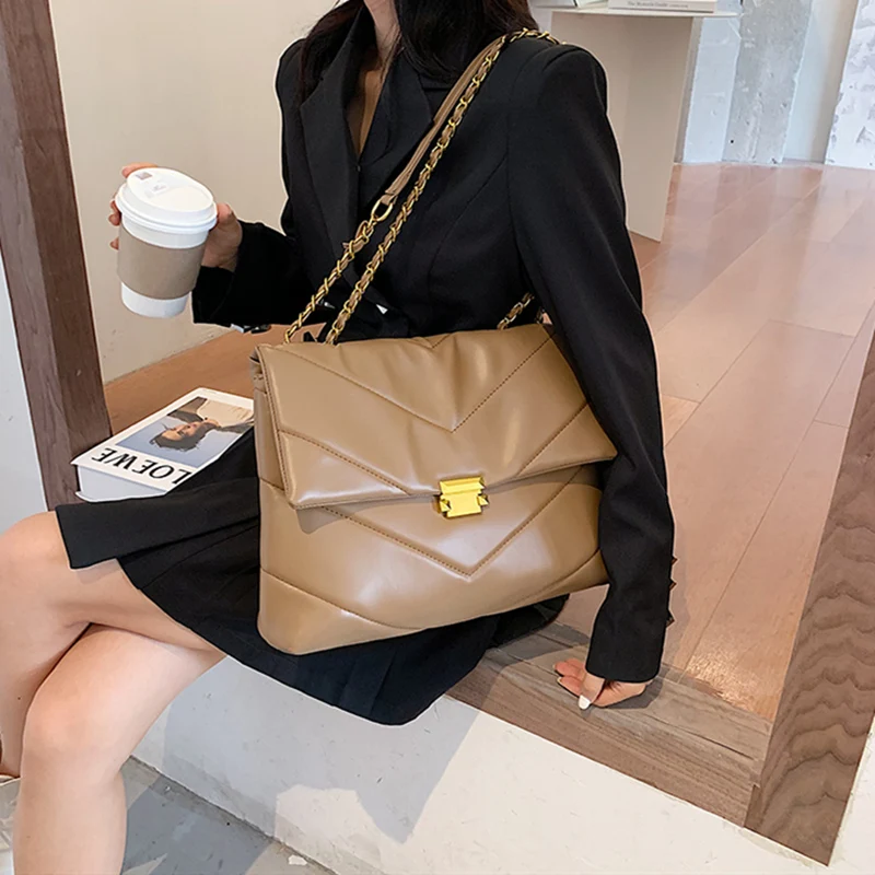 Vintage Handbags Purses Totes Chain Crossbody-Bags Female Women Shoulder Casual Ladies