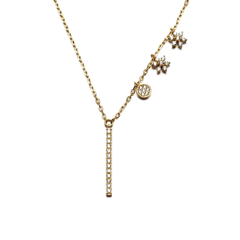 

2018 Summer New Style Zircon Gold Plated Elegant Necklace 925 Sterling Cool Non-symmetrical Choker