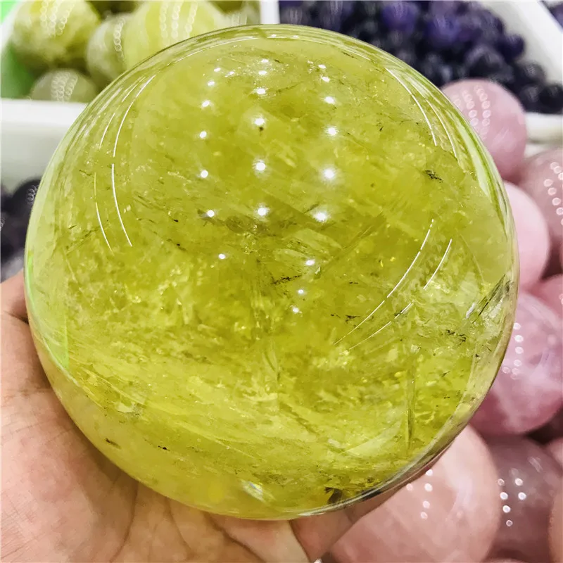 

50-100mm Natural quartz crystal yellow crystal ball crafts sitting room office setting pieces