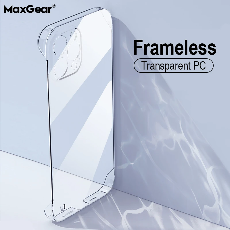 Ultra Thin Frameless Clear Case for iPhone 13 12 11 Pro X XR XS Max 7 8 6S Plus Slim Hard PC Shockproof Bumper Transparent Cover apple mag safe