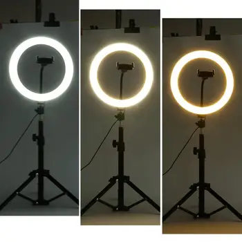 

10 inch LED Selfie Ring Light with Tripod USB 3 Mode Dimmable Photography Video Light with Foldable Camera Tripod Phone Holder