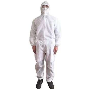 

Unisex Disposable hazmat suit protective Non Woven Hood Isolation Gown Waterproof Protection Coverall biohazard suit спецодежда