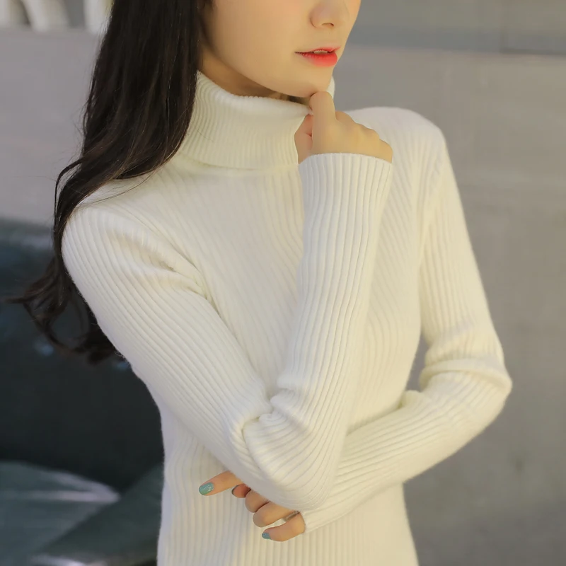 High quality pure cashmere sweater pullover high collar turtleneck turn-down solid color women's basic | Женская одежда