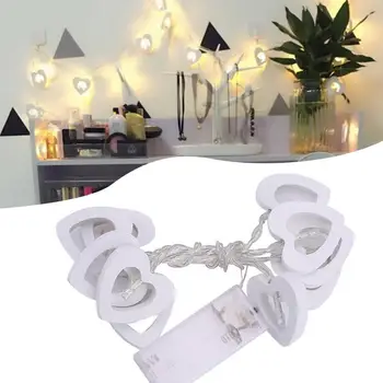 

LED Light String Fairy Light Wooden Heart Shape Christmas Decoration 1.2M