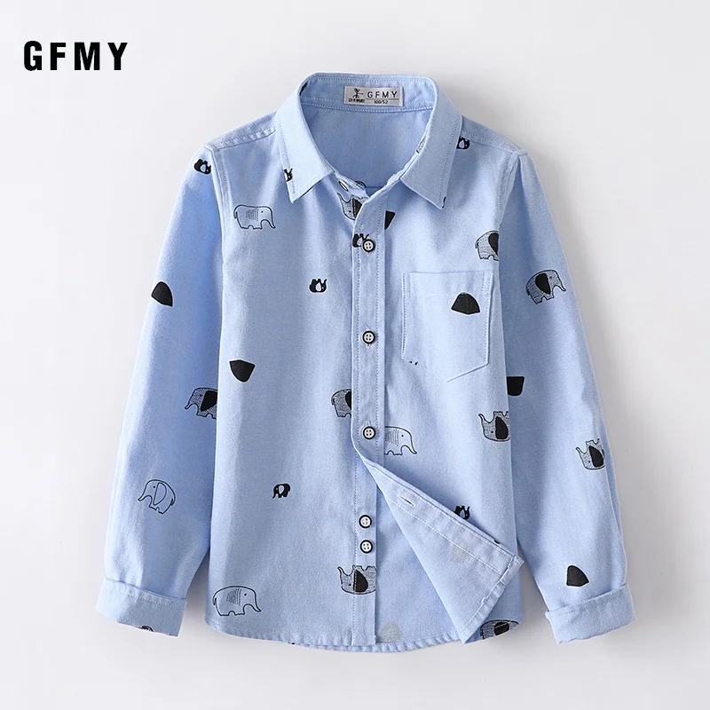 

GFMY 2019 Autumn Leisure Oxford Textile Cotton Full Sleeve Blue boys Shirt Comfortable and Wearable Can Be Used as a Coat