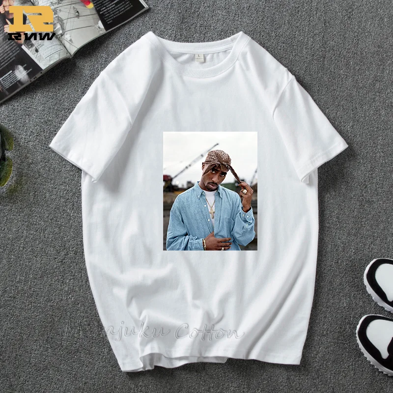 2Pac Tupac Amaru Shakur Makaveli Raper Модная женская/мужская белая футболка эстетический Графический хип-хоп Футболка уличная Футболка с принтом