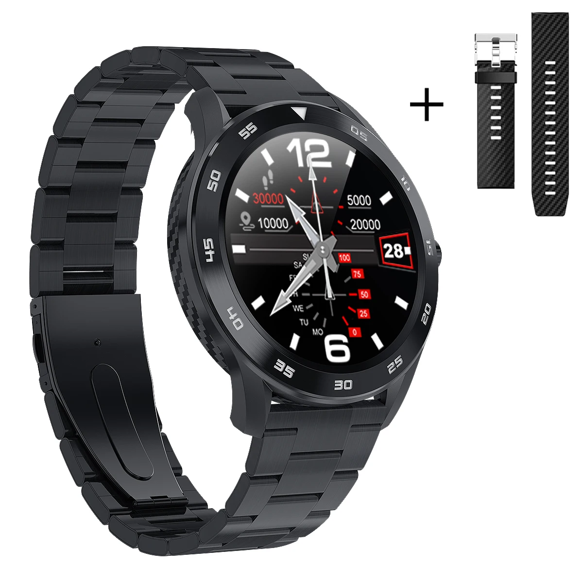 Бизнес Смарт-часы с бесплатным ремешком, мужские ЭКГ PPG пульсометр, кровяное давление, умные часы IP68, водонепроницаемые, несколько спортивных часов - Цвет: Black Steel