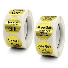 

Free Gift Sticker for Business Customer Gift Box Packaging Sealing Label 1'' 500PCS/Roll Round Gold Foil Thank You Tags Stickers